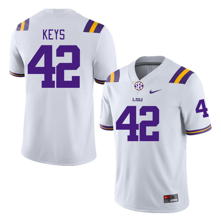 Men #42 Davhon Keys LSU Tigers College Football Jerseys Stitched-White